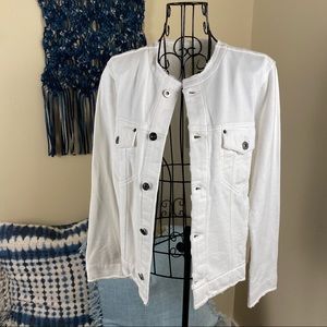 Grey State Luxe Ivory 100% Cotton Button Down Jacket Sz S